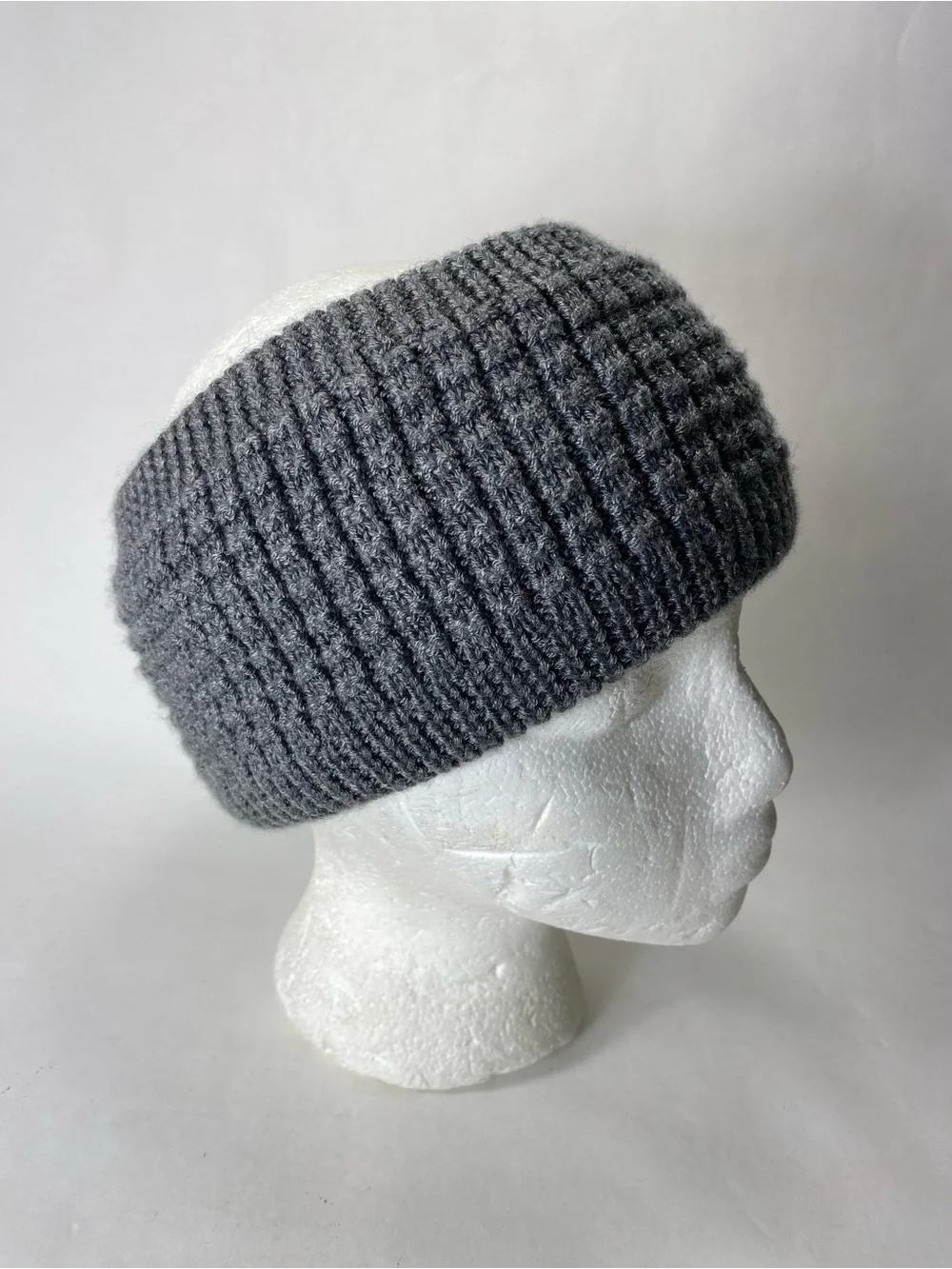 Icebreaker Merino Wool Gray Waffle Knit Winter Earband Headband (lining holes)